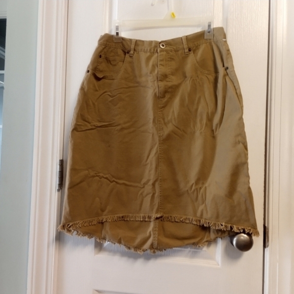 Carolina Blues Mini Skirt Women's (Junior )13Tan Denim Hi Lo Raw Hem - Picture 1 of 9